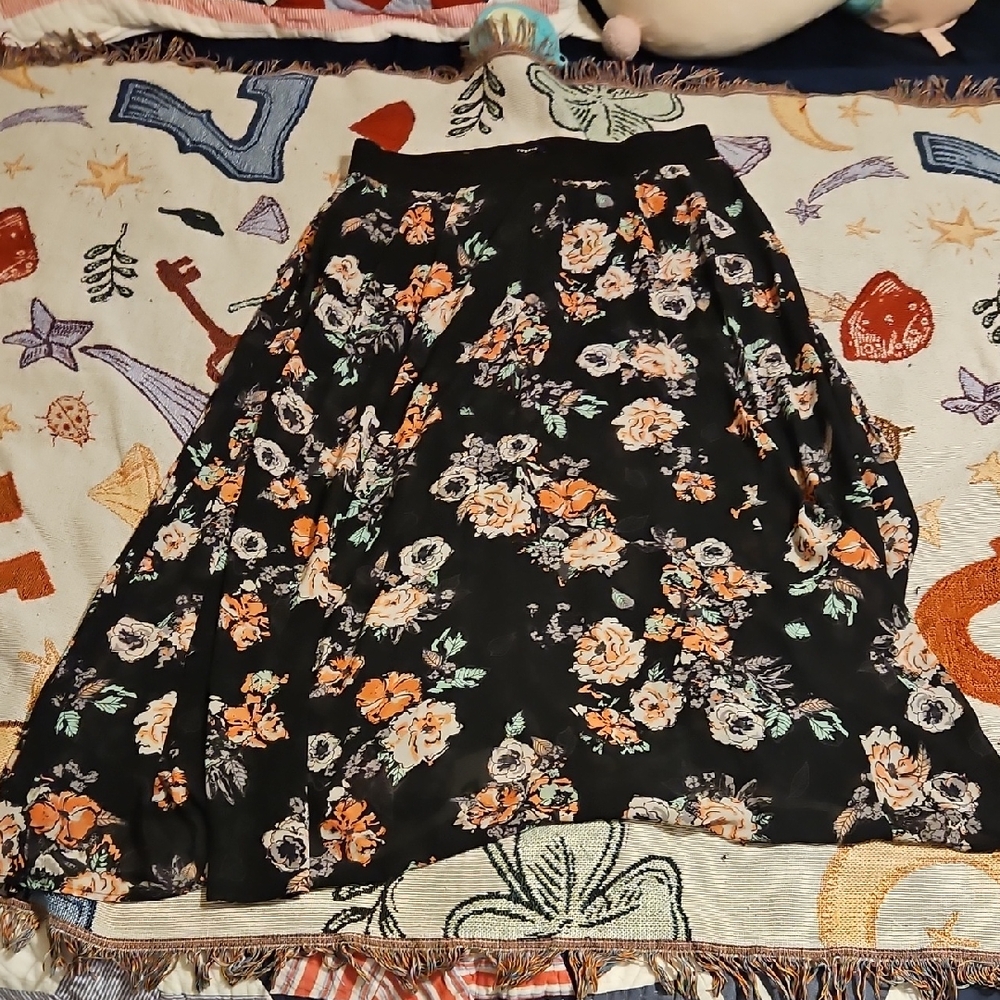 Torrid Black Floral A-Line Skirt
